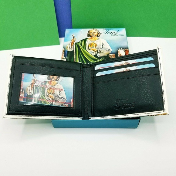 Mens wallet SAN JUDAS TADEO st jude bi-fold LEATHER wallet CARTERA Handcrafted - Picture 6 of 7